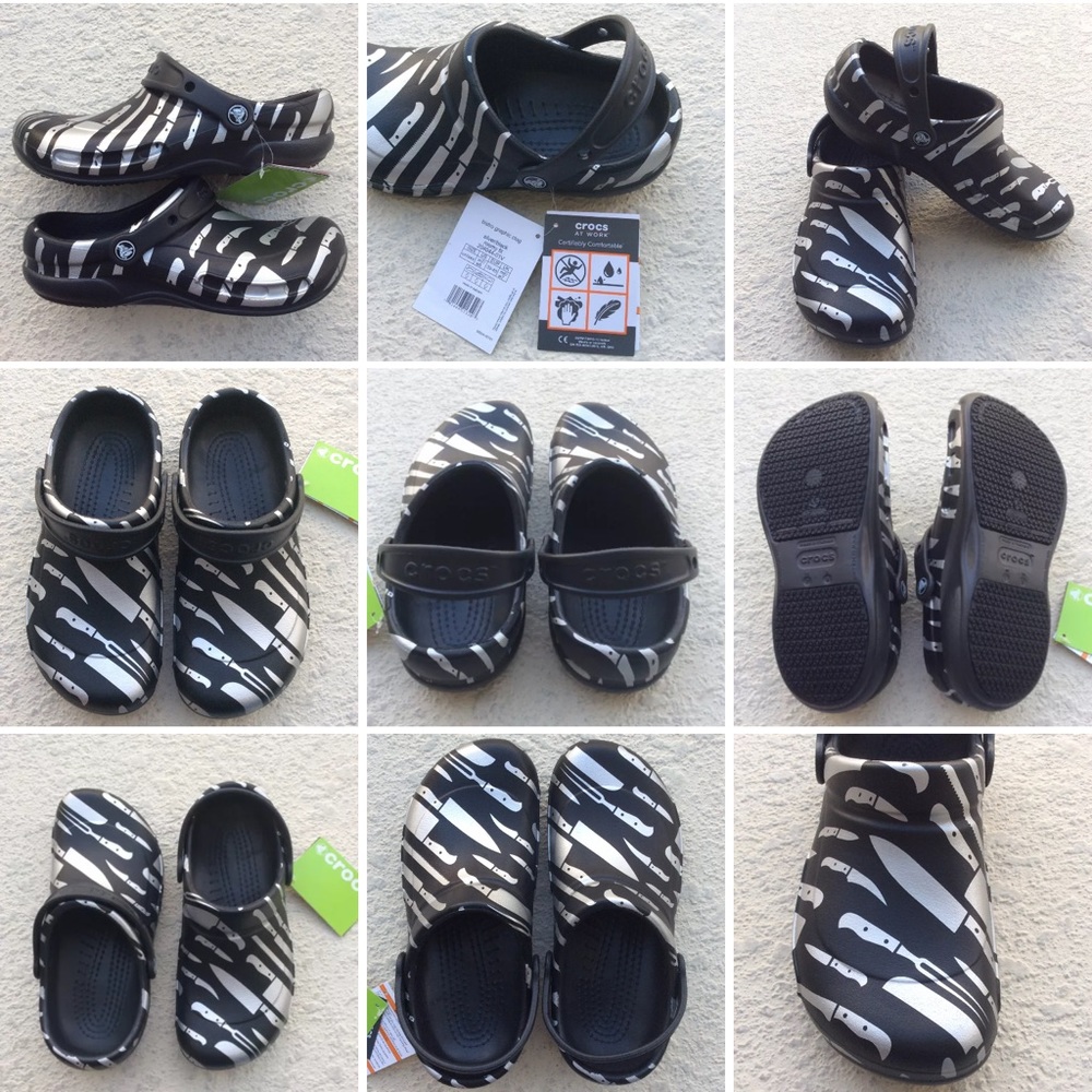 LAST ONE! Crocs Work Clogs SZ 11 Chef Black Silver - Picture 8 of 8